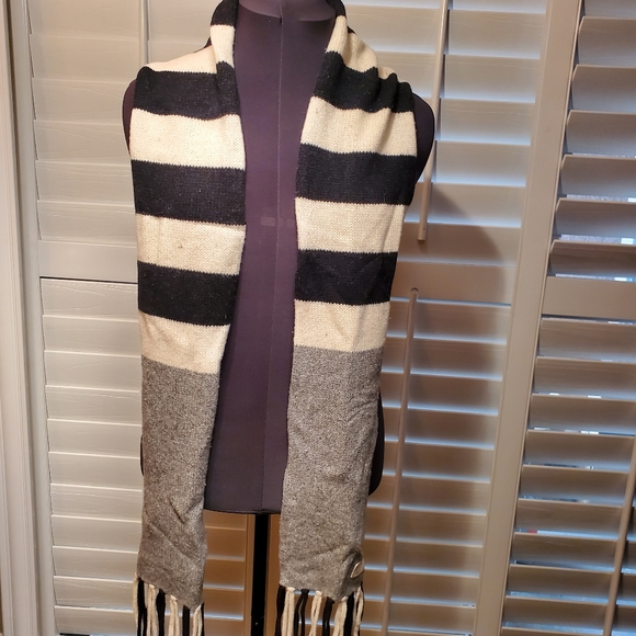 Coach wool scarf black and white striped - Picture 2 of 5